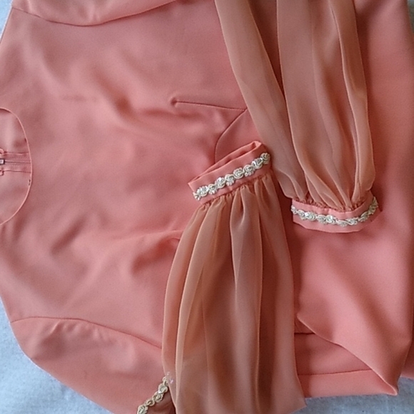 Vintage 1970s homemade peach color formal prom wedding bridesmaid dress 👗 - Picture 6 of 6